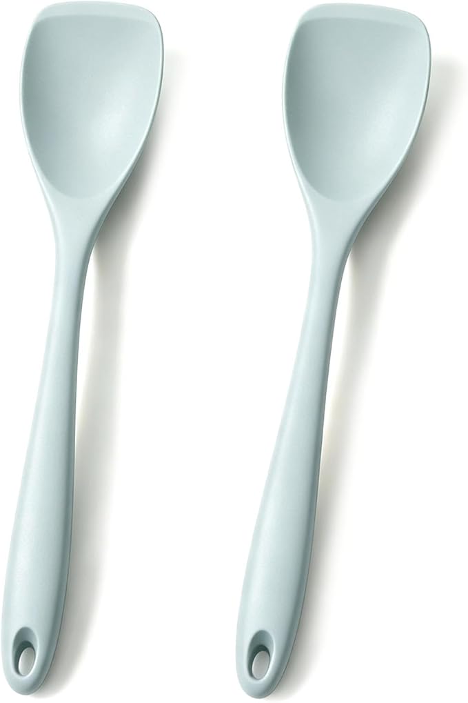 2 Pcs Silicone Spatula,Heat Resistant Rubber Spoonula, Seamless Non-Stick Flexible Scrapers for Baking Mixing Tool (GREEN 2)