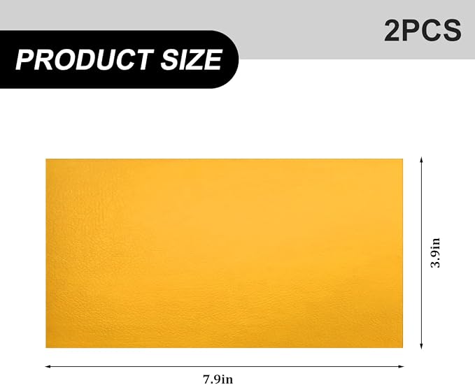 2PCS Car Leather Repair Patch Tape, 4 x 8 Inch Self Adhesive Portable Vehicle Seat Vinyl Repairs Kit, Automotive Interior Furniture Restoration Kit, Universal for SUV RV Truck (Yellow)