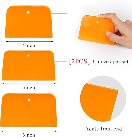 6 PCS Body Filler Spreaders, 4, 5, 6 Inch Reusable Auto Body Fillers Plastic Spreader, Automotive Body Filler Spreader for Applying Fillers Paint Repairs Putties Glazes Caulks