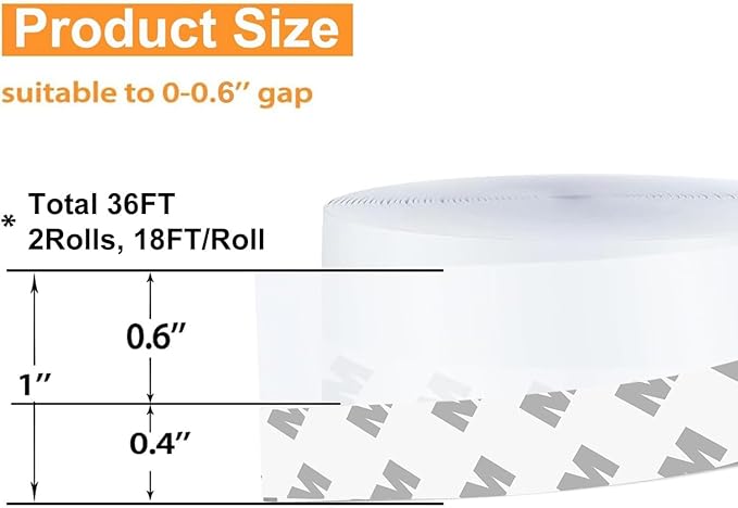36 Ft Weather Stripping Door Seal Strip Tape,Silicone Door Draft Stopper,Self Adhesive Shower Door Bottom Seal and Door Insulation Strip for Door Frame Windows and Glass Gaps (Transparent, 25mm)