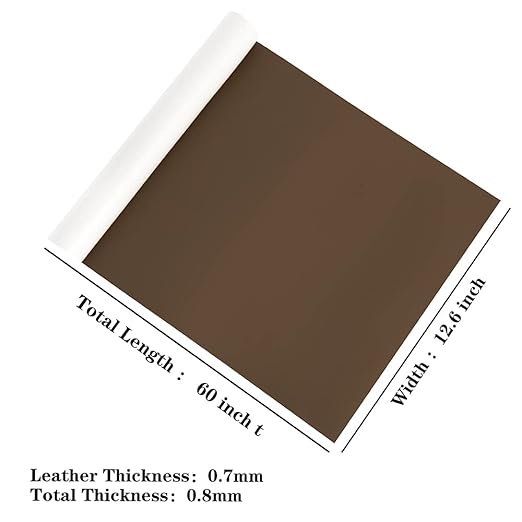 Leather Repair Patch Kit for Furniture 12.6 x 60 inch Medium Brown Waterproof Durable Leather Tape,Self-Adhesive Leather Patches for Couch, Sofa,Vinyl Chairs,Leather Articles,Fabric Fix Etc.
