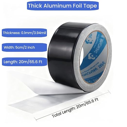 Black Aluminum Foil Tape High Temp Heavy Duty Adhesive HVAC Sealing Hot Cold Air Duct Tape for Pipe Metal Repair (2 IN x 64 FT 3.9 Mil)