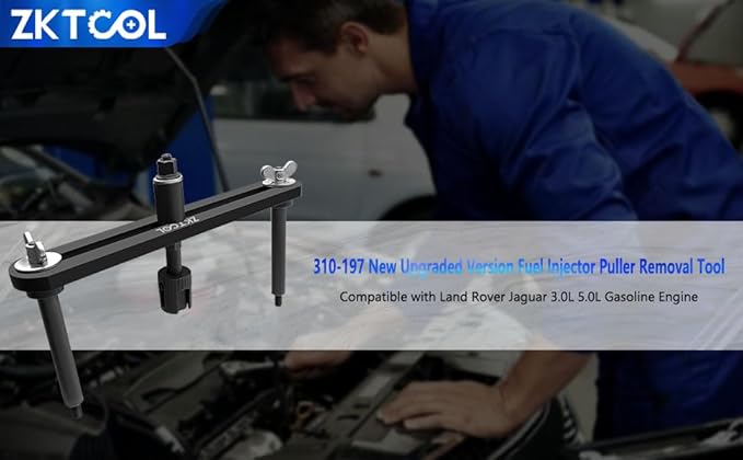 ZKTOOL New Upgraded Version Fuel Injector Puller Removal Tool Compatible with Land Rover Jaguar 3.0L 5.0L Gasoline Engine, Easily Remove Fuel Injectors Without Damage, Replaceable 310-197