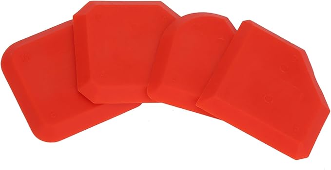 Caulking Tool Kit, 4Pcs Silicone Applicator Tool, Portable Sealant Scraper, Caulk Remover Tool Set for Glass Glue Smoothing Finishing Cleaning Sealing, Easy to Use, Red