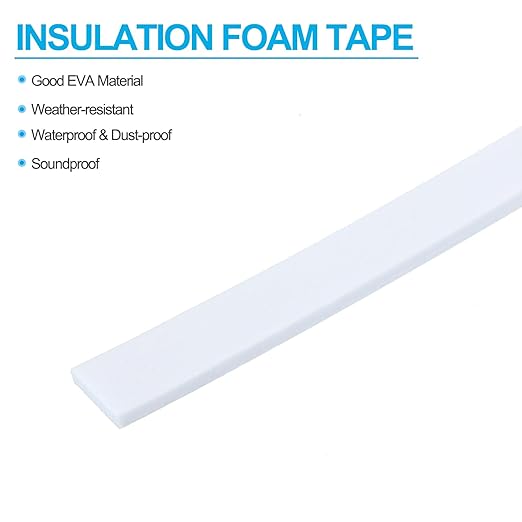 PATIKIL 3/8" W x 1/8" T x 16.4Ft EVA Single Sided Foam Tape, 2Pcs Multipurpose Sealing Strip Foam Waterproof Weather Stripping Foam Sealing Foam Strips with Adhesive for Door, White