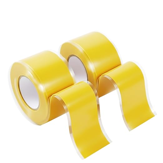 2-Pack Yellow Rubber Splicing Tape (20 Ft Total) - Self Fusing Emergency Repair Tape for Wiring & Marking - Non-Slip Silicone Grip for Handlebars - Easy-Peel Liner, 1 Inch x 10 Feet