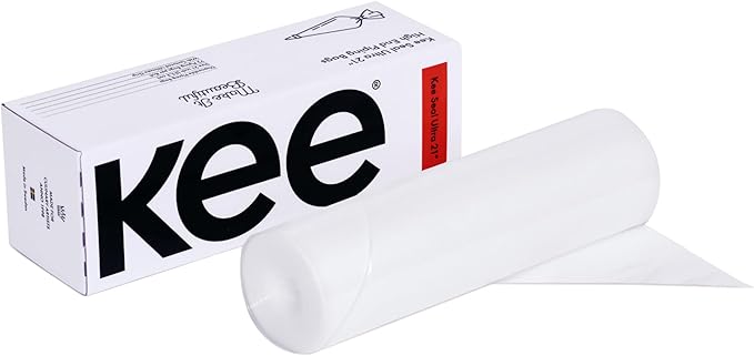 Kee Seel Ultra Disposable Pastry Bags, Piping Bag with Textured Non Slip Outer Surface, Smooth-Flow Interior, Easy Tear Perforation, Convenient Dispenser Box, 21-Inch, Clear - 72 Pack