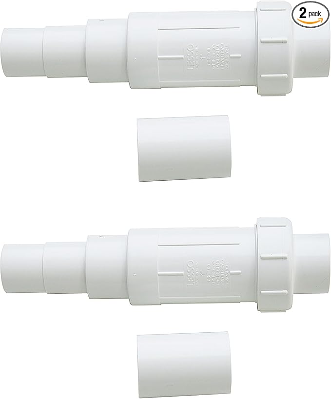 LESSO 1 inch PVC Pipe Repair Kit, 1" PVC Fittings Repair Coupling for Broken or Cracked In-Ground Pipe, SCH40 White (2 Sets)