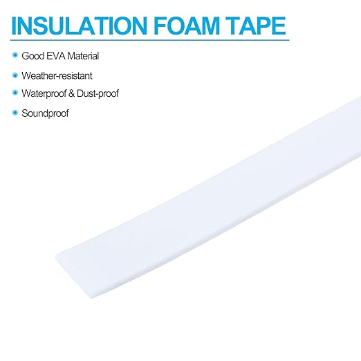 PATIKIL 5/8"W x 5/64"T x 16.4Ft EVA Single Sided Foam Tape, 2Pcs Multipurpose Sealing Strip Foam Waterproof Weather Stripping Foam Sealing Foam Strips with Adhesive for Door, White