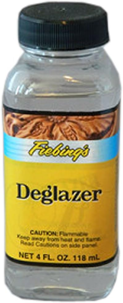 Fiebing's Leather Deglazer (4 Fl Oz, Clear) - Leathercraft Preparer for Paint, Adhesion, Dye - Will Not Impair Leather Flexibility - Clean Wax, Finish, Grease on Boots, Shoes, Jacket, Purse, Furniture