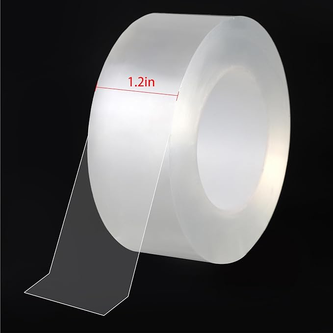 Transparent Weather Sealing Tape, Clear Draft Isolation Film Tape for Door Draft Stopper, Adhesive Tape for Doors, Windows and Shower Glass Gaps - No Residue (1.2 Inch x 33Ft)