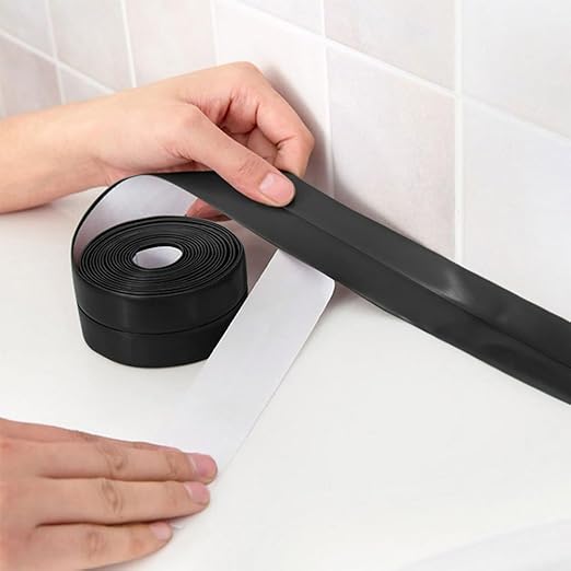 Black Waterproof Sealing Caulk Tape, Bath& Kitchen Remodel Items Self Adhesive Peel & Stick Caulking Strip for Tub Toilet Sinks Floor Tile Wallpaper Backsplash Trim, DIY Friendly Bathroom Accessories