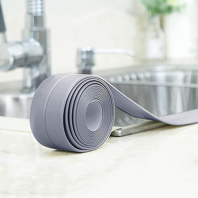 Caulk Strip Tape, Waterproof Dustproof PVC Self Adhesive Caulking Sealing Tape for Kitchen Sink Toilet Bathroom Shower Bathtub Wall(0.86" x6.56',Grey)
