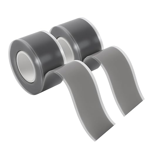 2-Pack Gray Silicone Repair Tape (20 Ft Total) - Self Amalgamating Tape for Duct Work & Hose Leaks - Heat Resistant Rubber Sealing Strip - Residue-Free & Easy-Peel Liner