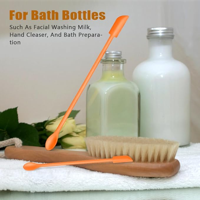 Silicone Spatula Set (6Pcs) - Mini Scraper Tool for Beauty & Food （Reach Every Last Drop - Multi-Size Spatulas for Makeup Jars, Lotion Bottles & Kitchen Containers） (Orange)