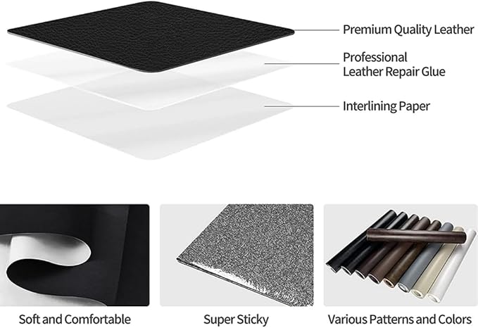 20 X 78 Inches Leather Repair Kit for Furniture, Waterproof Leather Tape Patch Couch Covers Car Seat Repair Self Adhesive Leather Repair Kit