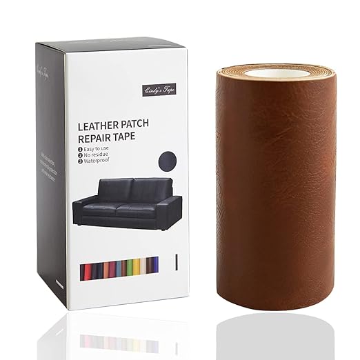 Leather Repair Tape kit Patch Heavy Duty, Retro Tan 4 x 60inch Self Adhesive Patch for Couch,Sofa,Car Seat,Furniture, Drivers Seat,Computer Chair First Aid Vinyl Repair kit