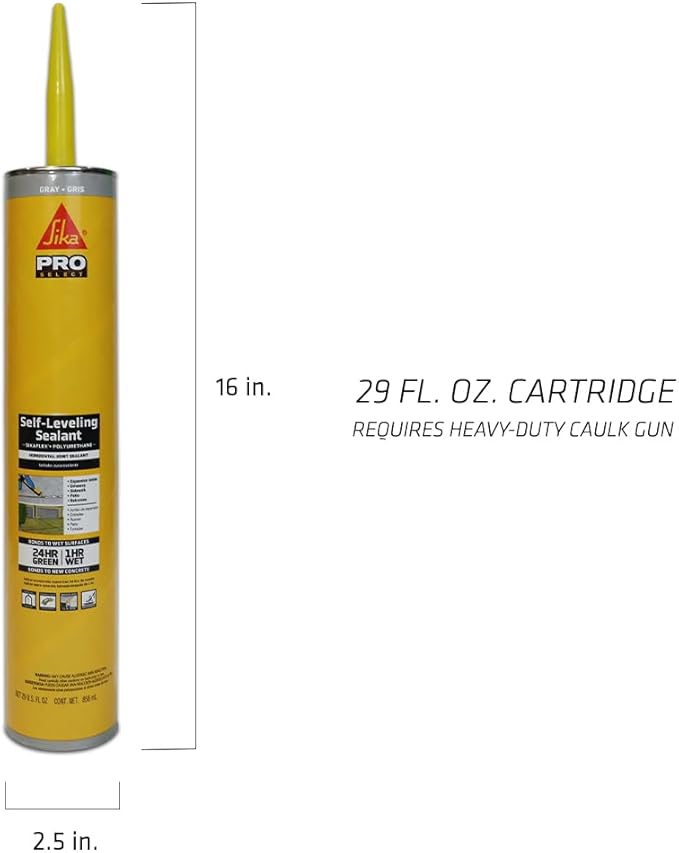 SIKA Sikaflex Self Leveling Sealant, Gray, Polyurethane, 29 fl oz, Waterproof, Self-Leveling for Sealing Horizontal Expansion Joints in Concrete