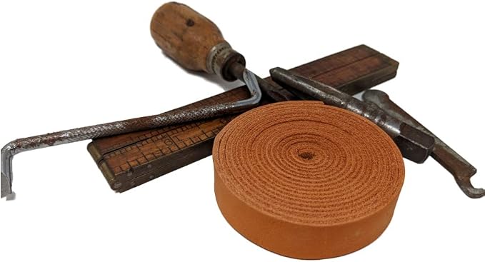TOFL Genuine Leather Strap | Top Grain Cowhide Strip – Orange | 72" L x 5/8" W x 1/16" Thick | Suede Backing | Leather Craft Supplies | Leatherworking & DIY Repair Projects | 4-5 oz