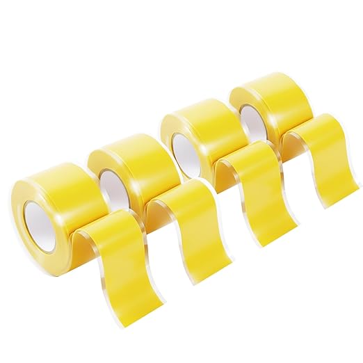 4-Pack Yellow Self Fusing Silicone Tape (40 Ft Total) - High Visibility Electrical Insulation Tape - Waterproof Rubber Grip Wrap for Tools & Sport Handles - Heat Resistant & Easy-Peel Liner