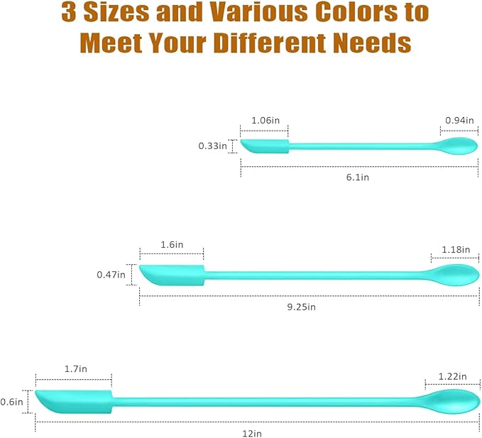 Silicone Spatula Set (6Pcs) - Mini Scraper Tool for Beauty & Food - Reach Every Last Drop, Multi-Size Spatulas for Makeup Jars, Lotion Bottles & Kitchen Containers (Blue)