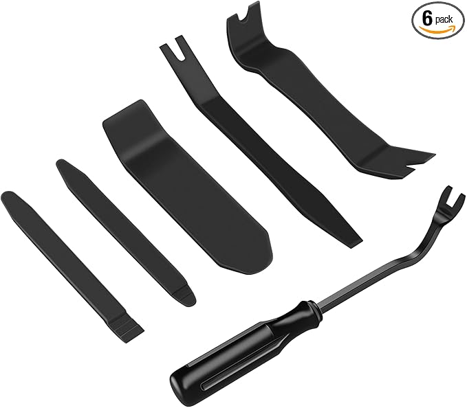 GOOACC 6PCS Auto Trim Removal Tool Kit No-Scratch Tool Kit for Car Audio Dash Panel Window Molding Fastener Remover Tool Kit-Black