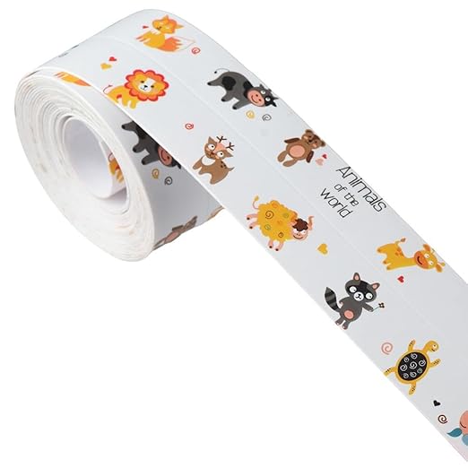 1.5inch x 10.5Feet Caulk Tape,Bathroom Adhesive Seam Stickers,Cute Pattern Seam Stickers,Self-Adhesive Caulking Sealing Tape,for Countertop,Sink,Bathroom,Toilet,Bathtub Floor