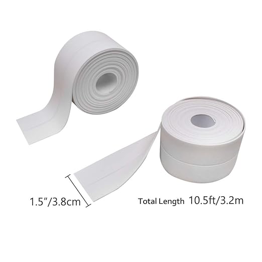 SNAILGARDEN 2 Roll White Caulk Strip, 1.5" x 10.5Ft Self Adhesive Caulk Tape with 2 Pcs Caulking Tool, Waterproof Caulking Sealing Tape for Kitchen Toilet Bathroom Bathtub Sink Basin Edge Protector
