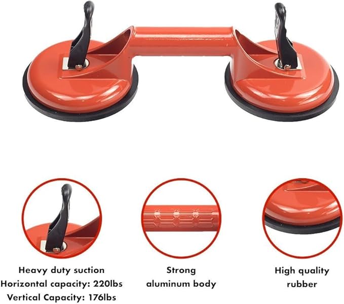 Glass Lifting Suction Cups and Rubber Mallet Hammer for loor Gap Fixer Tool for Laminate Floor Gap Repair (Black)