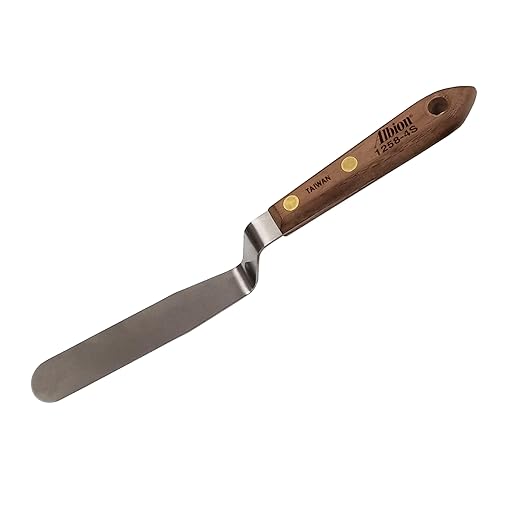 Albion Engineering Classic Offset Caulk Tooling Spatula, Stainless Steel,3/4” Wide Tapered Tip x 4” Long Blade, 1258-4S