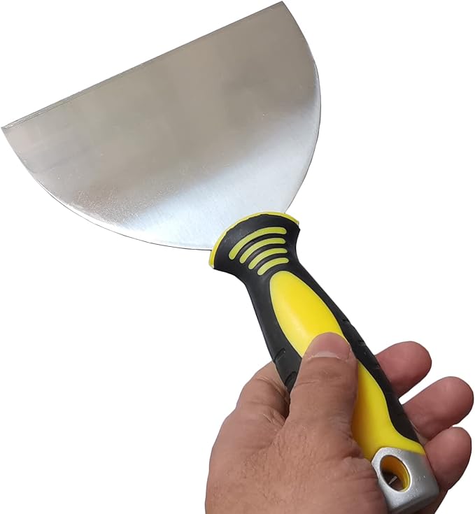 Putty Scraper, 6" Stainless Steel Putty Knives with Plastic Ergonomic Handle for Taping Paint Wall Floor Tile, Metal Spackle Tools Knife,Remover for Wood, Wallpaper Scraper (6")