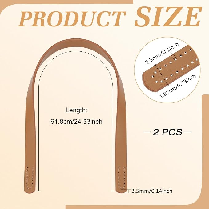PH PandaHall 1 Pair(2pcs) Imitation Leather Purse Handles 23” Sew On Bag Handles Purse Handbags Strap Replacement for Purse Handbag Shoulder Tote Bag Making Supplies, Dark Khaki