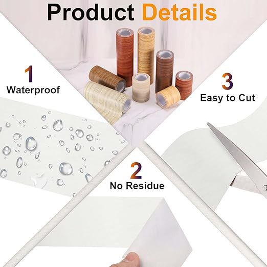 PATIKIL Wood Grain Tape 4.7" x 32 ft, Self-Adhesive Wood Texture Repair Tape Realistic Wooden Effect Patch for Furniture Cabinets Floor Walls, White Wood Grain