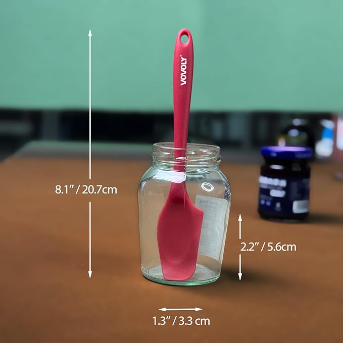 Silicone Mini Spatulas, Curved Small Spatula with Shallow Bowl for Kitchen, Seamless Jar Scraper for Cooking Baking, Wet Pet Food Spatula, 8.2 IN, 4 Pack，Assorted