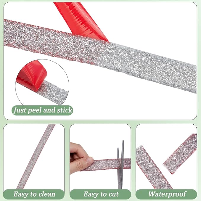 GORGECRAFT 6.56 Yard Self Adhesive Caulk Strip 0.8 Inch Silver Waterproof Ceramic Tile Peel and Stick Caulk Tape Roll Moulding Trim Strip Sealing Decorative Gap Tape for Shower Bathtub Bathroom Toilet