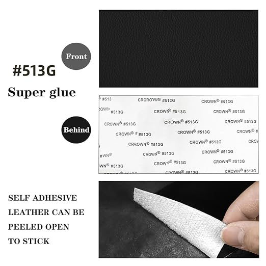 Self Adhesive Leather Repair Patch, 4 x 60 inch Leather Repair Tape, Leather Patches for Furniture, Car Seat,Vinyl Leather Repair Kit for Office Chairs, Couch, Sofa, Luggage (Black)