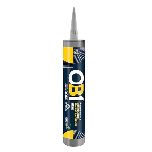 OB1 Universal Caulk Sealant & Adhesive Gray 10.1oz | Professional Grade Premium All-in-One Advanced Hybrid 2-in1 | Water Resistant Internal & External | Shrink Crack UV & Fade Resistant | 1 Cartridge