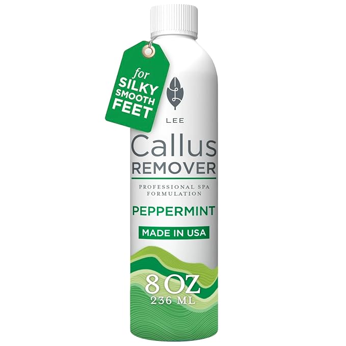 Lee Beauty Professional Callus Remover for Feet - Peppermint, Powerful Formulation - Extra Strength Gel, Home Pedicure Foot Spa Results - Cracked & Dead Dry Skin Supplies - 8 Ounce