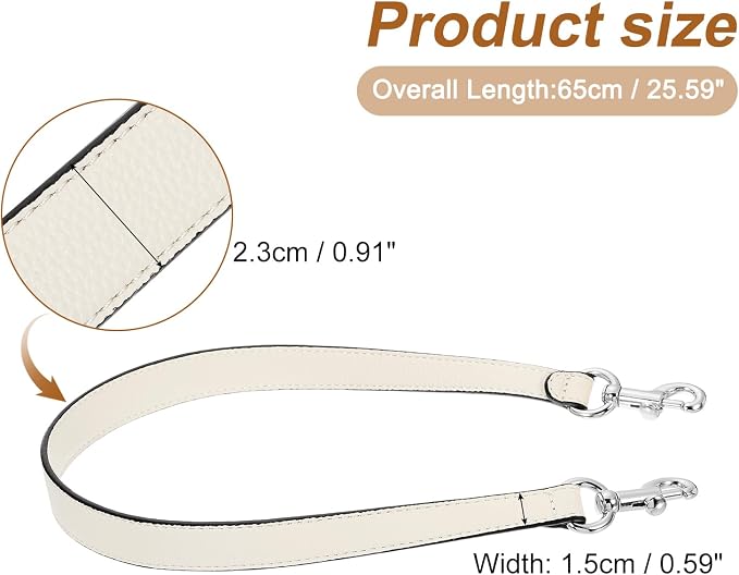 uxcell 25.59 Inch PU Leather Short Bag Strap with Clasp, Purse Handles Handbags Replacement Straps for Clutch Bag Underarm Bags, Beige, Silver Buckle