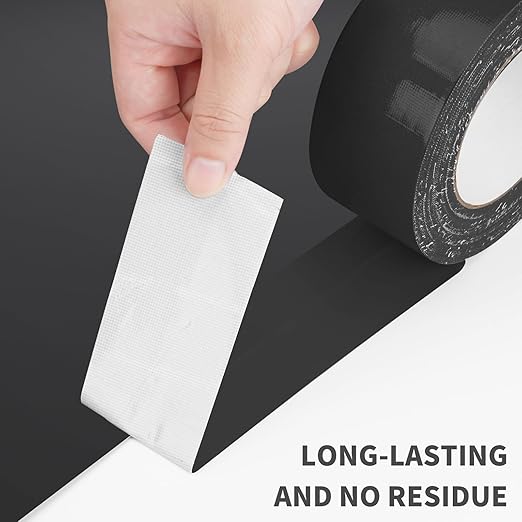 Black Duct Tape Heavy Duty Waterproof, 40 Yards X 2 Inch, 9 Mils Thickness Strong Adhesive Sticky, No Residue, Easy Tear by Hand for Home Repairs Indoor Outdoor Crafts Packing HVAC and Construction