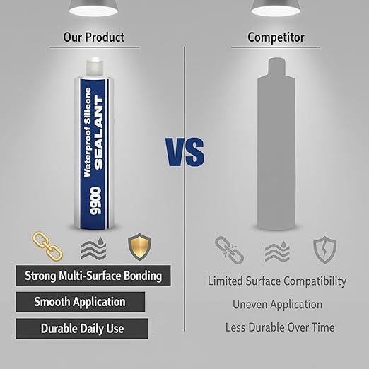 All-Purpose Super-Bonding Structural Sealant, 9900 Sealant Waterproof, Waterproof Adhesive 9900, Multi-Surfaces Adhesive for Roof Bathroom Tile (White-1PCS)