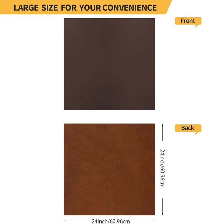 RingSun Genuine Leather Sheets for Crafts 24''X24'' Full Grain Leather Tooling Leather (2mm) Thick Cowhide Leather Pieces Square, Red Brown
