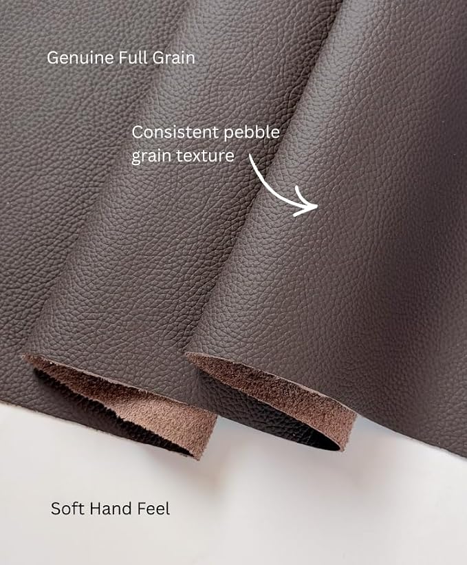 12'' x 24'' Genuine Full Grain Cowhide Leather Sheet — Soft Leather for Upholstery Repair, Handbags, Wallets, Sewing, Crafts, & DIY Projects — 1.1-1.3mm (3oz) Pre-Cut (Chocolate, 3 Pieces)