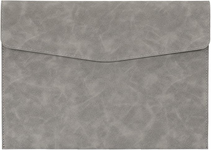 PU Leather Document File Folder,Thin A4 Folder Envelope File Organizer Storage Bag, Receipt Contract Case with Magnetic Closure (Grey)