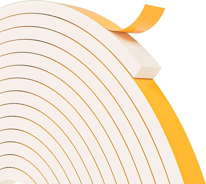 66FT EVA Foam Weather Stripping Door Seal, Self-Adhesive Weatherstrip Tape for Door Frame, Window Gaps, Soundproof Insulation