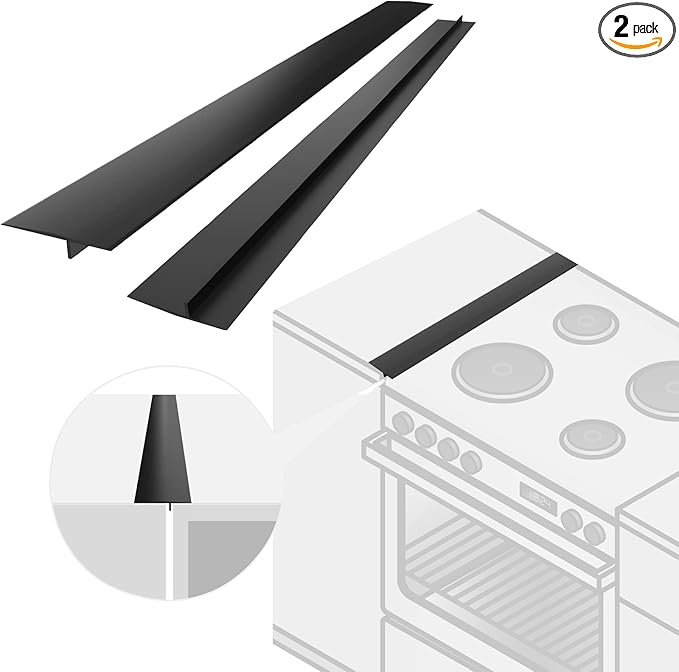 Silicone Stove Counter Gap Cover, 2 Pack 25 inch Heat Resistant Kitchen Stove Counter Silicone Gap Filler Cover Seals Spills Between Counter Stovetop Oven Washer Dryer and Washing Machine