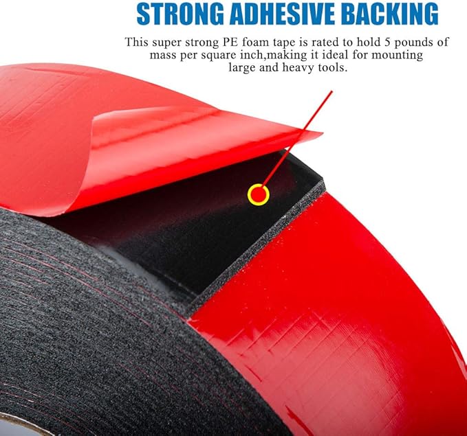 ToLanbbt Double Sided Foam Tape 1.18In x 33FT, Mounting Tape Heavy Duty, Strong Adhesive Weatherproof Seal Strips for DIY Craft Picture Poster, Car & Gap Filling Mountings, Home Office Decor (Black)