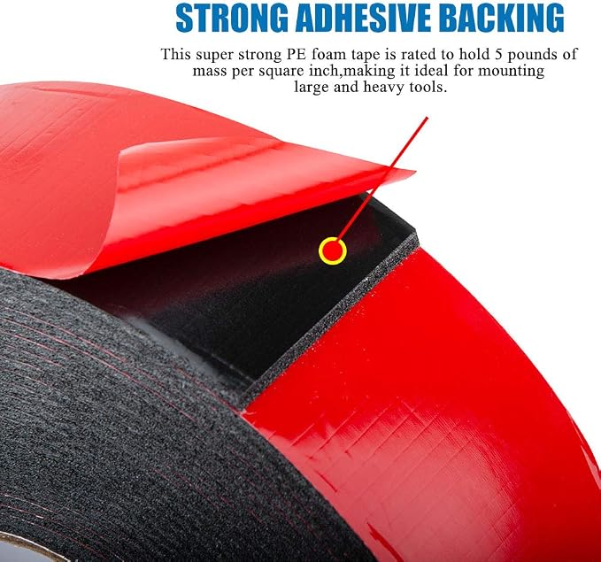 Double Sided Foam Tape 1.18In x 33FT 2 Pack, Mounting Tape Heavy Duty, Strong Adhesive Weatherproof Seal Strips for DIY Craft Picture Poster, Car & Gap Filling Mountings, Home Office Decor (Black)