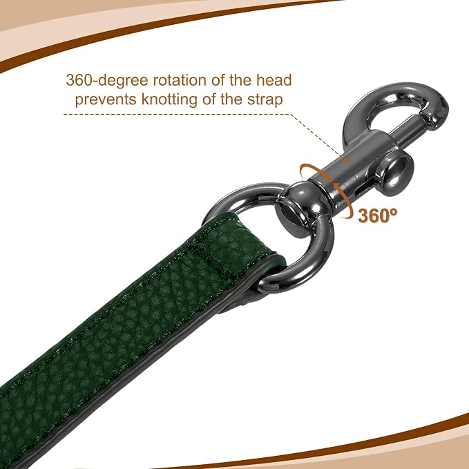 uxcell 25.59 Inch PU Leather Short Bag Strap with Clasp, Purse Handles Handbags Replacement Straps for Clutch Bag Underarm Bags, Dark Green, Grey Buckle