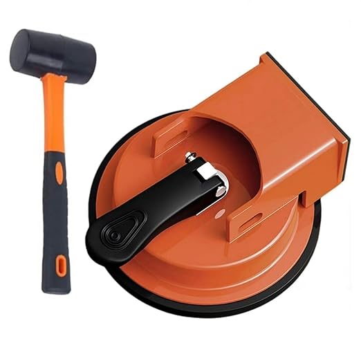 Floor Gap Fixer Tool - Heavy Duty Suction Cup Repair Tool for Laminate, Wood, Tile & Vinyl Flooring - Durable, Compact & Efficient Laminate Floor Gap Repair Tool (Orange+Rubber Mallet)